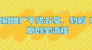 短剧推广干货分享，豹剧 1:1原创全流程