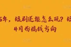 走到2025年，短剧还能怎么玩？短剧25年4月份搞钱方向