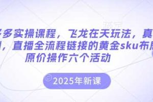拼多多实操课程，飞龙在天玩法，真实案例，直播全流程链接的黄金sku布局原价操作六个活动