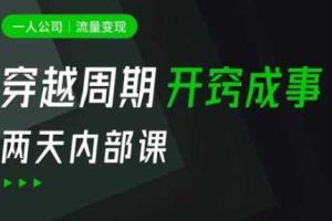 一人公司：流量变现课，一人公司的方法模型拆解， 拆解富人思维，流量思维，小老板思维等