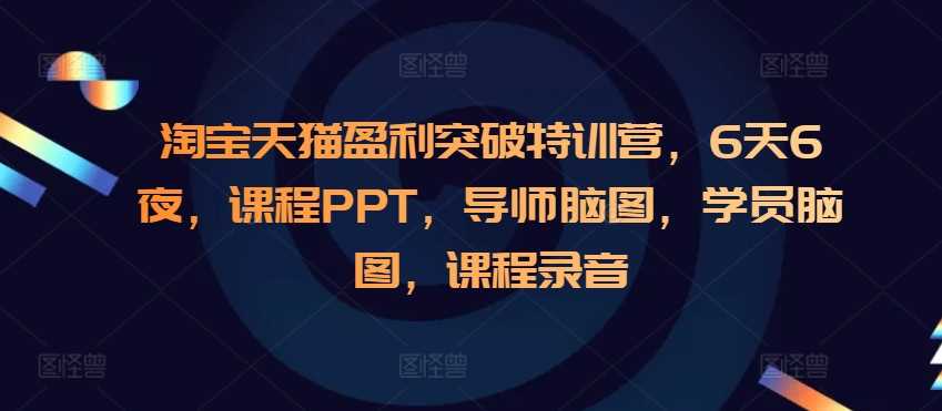 淘宝天猫盈利突破特训营,6天6夜,课程PPT,导师脑图,学员脑图,课程录音