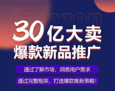 亚马逊·30亿大卖爆款新品推广,可复制、全程案例实操的爆款推新SOP