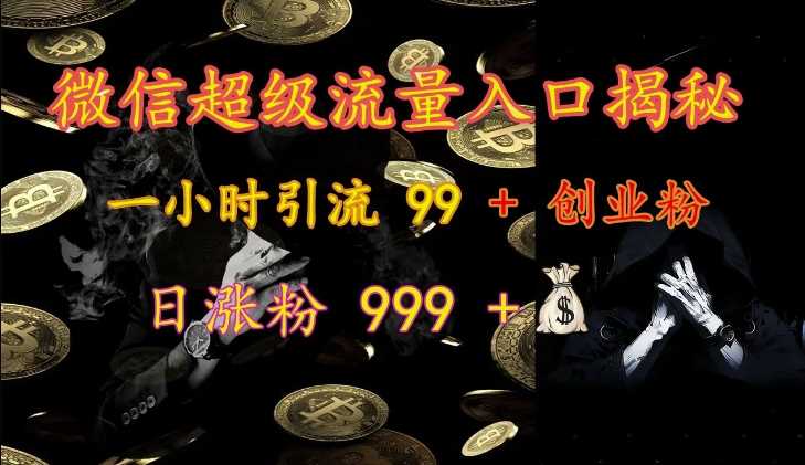 微信超级流量入口揭秘:一小时引流 99 + 创业粉,日涨粉 999 +