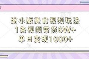缩小版美食视频玩法，1条视频带货6W+，单日变现1k