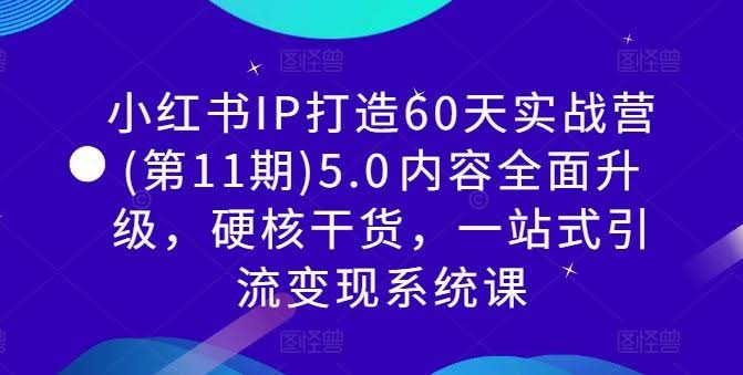 小红书IP打造60天实战营(第11期)5.0内容全面升级,硬核干货,一站式引流变现系统课