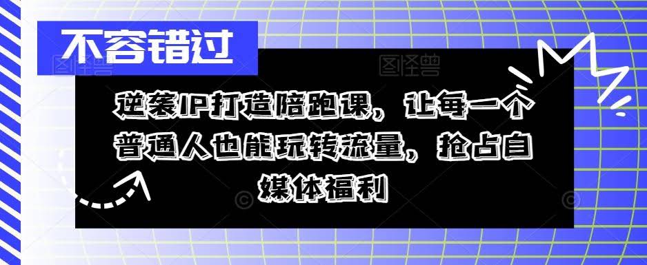 逆袭IP打造陪跑课,让每一个普通人也能玩转流量,抢占自媒体福利
