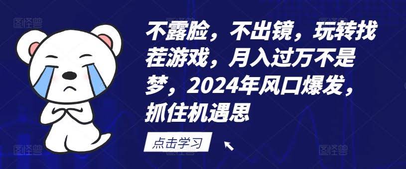 不露脸,不出镜,玩转找茬游戏,月入过万不是梦,2024年风口爆发,抓住机遇【揭秘】