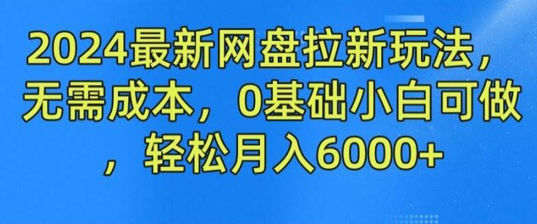 2024最新网盘拉新玩法,无需成本,0基础小白可做,轻松月入6000+【揭秘】