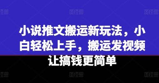 小说推文搬运新玩法,小白轻松上手,搬运发视频让搞钱更简单