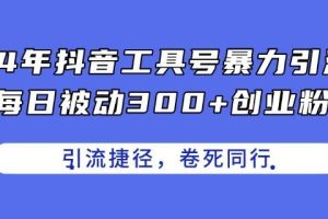 24年抖音工具号暴力引流，每日被动300+创业粉，创业粉捷径，卷死同行【揭秘】