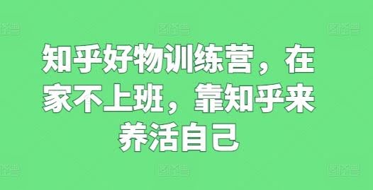 知乎好物训练营,在家不上班,靠知乎来养活自己
