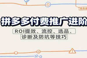 拼多多付费推广进阶，ROI提效、流控、选品、诊断及防坑等技巧（更新11月）